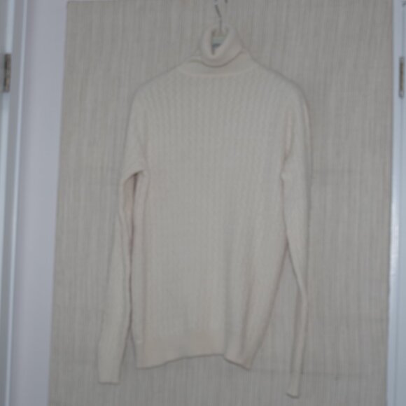 KIRKLAND Cashmere Ivory Cable knit Women Turtleneck Pullover Sweater Size:S - Picture 5 of 8